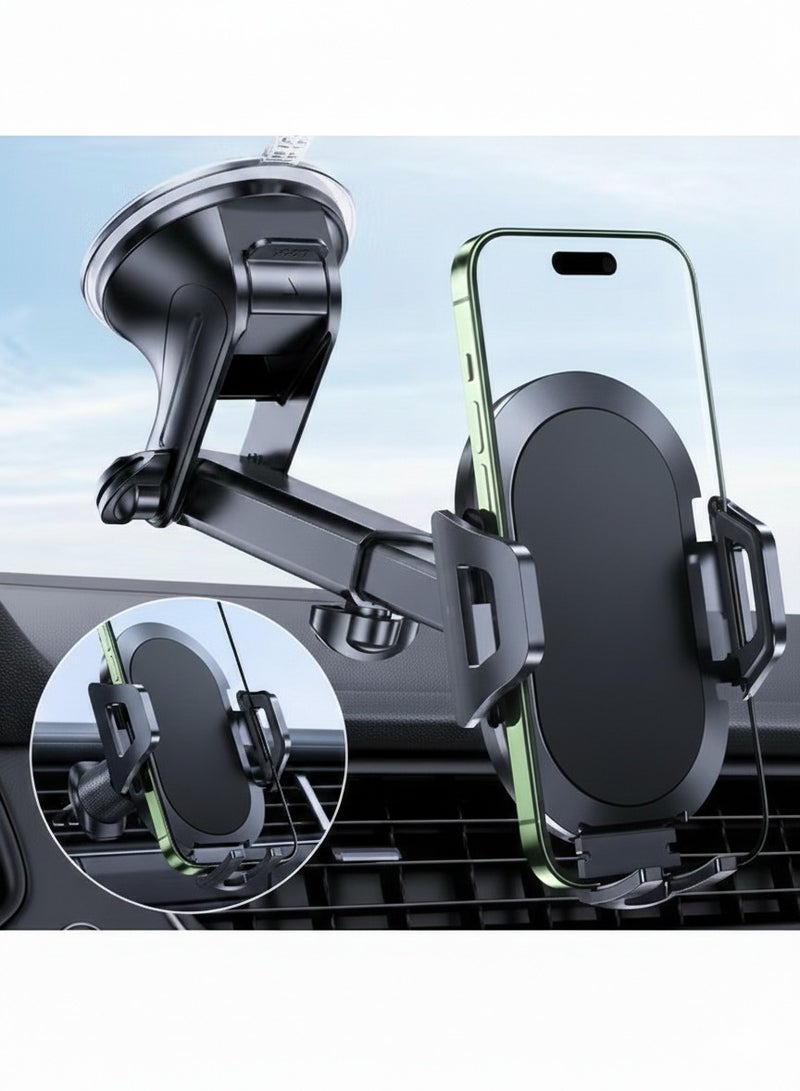 ترينفي حامل هاتف للسيارة بذراع طويل - حامل هاتف قوي بقاعدة شفط للوحة القيادة والزجاج الأمامي، حامل عالمي يدور 360 درجة - ملحق داخلي للسيارة متوافق مع معظم الهواتف الذكية - Image 1